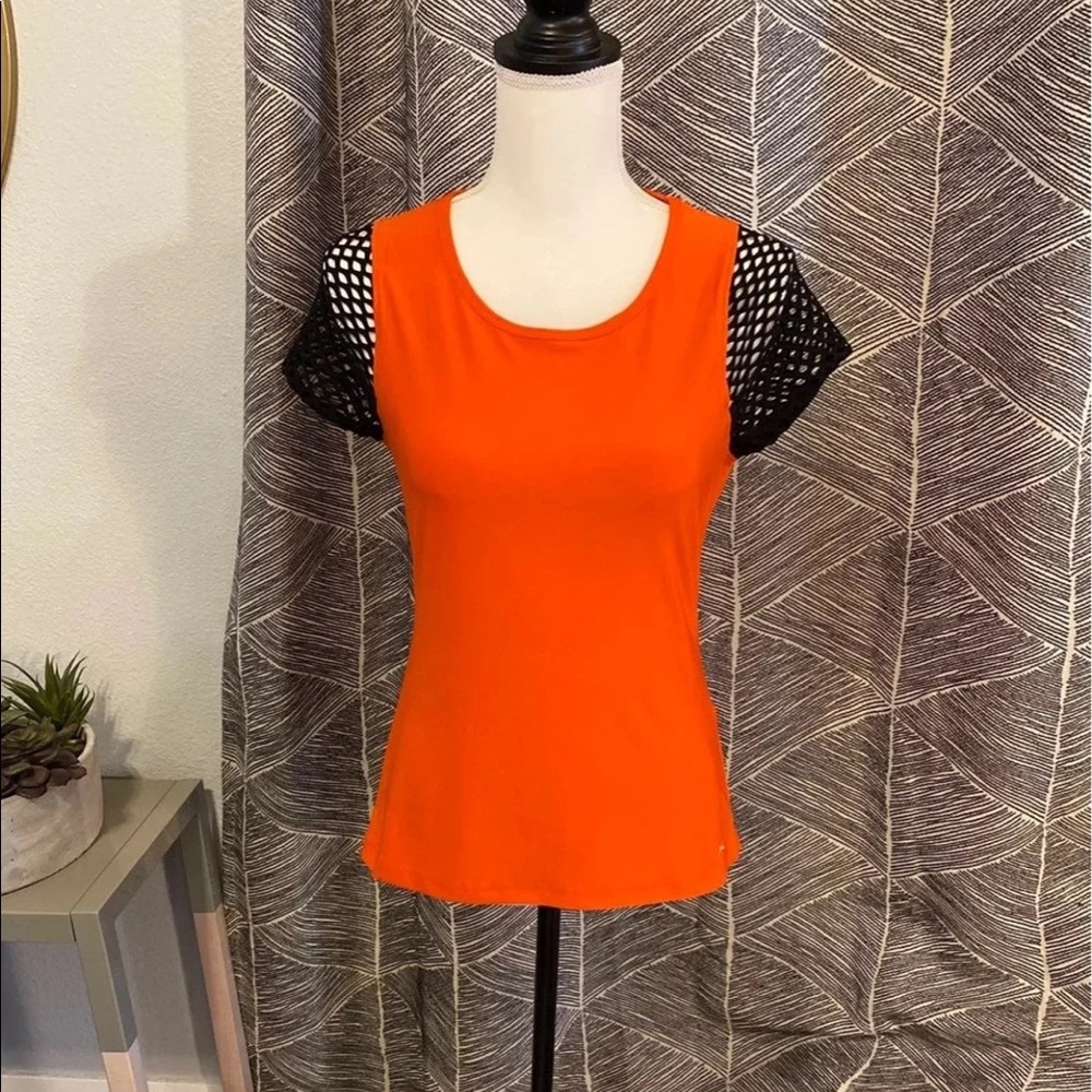 X By Gottex mesh blouse.